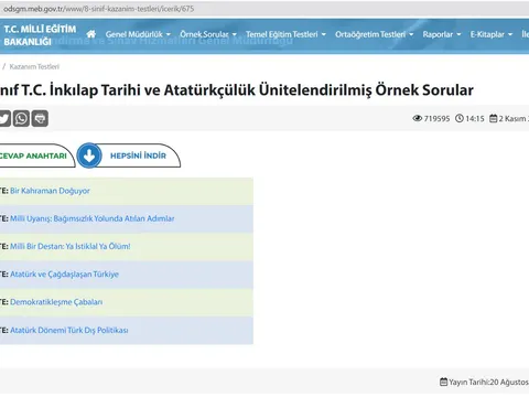 8. Sınıf T.C. İnkîlap Tarihi ve Atatürkçülük