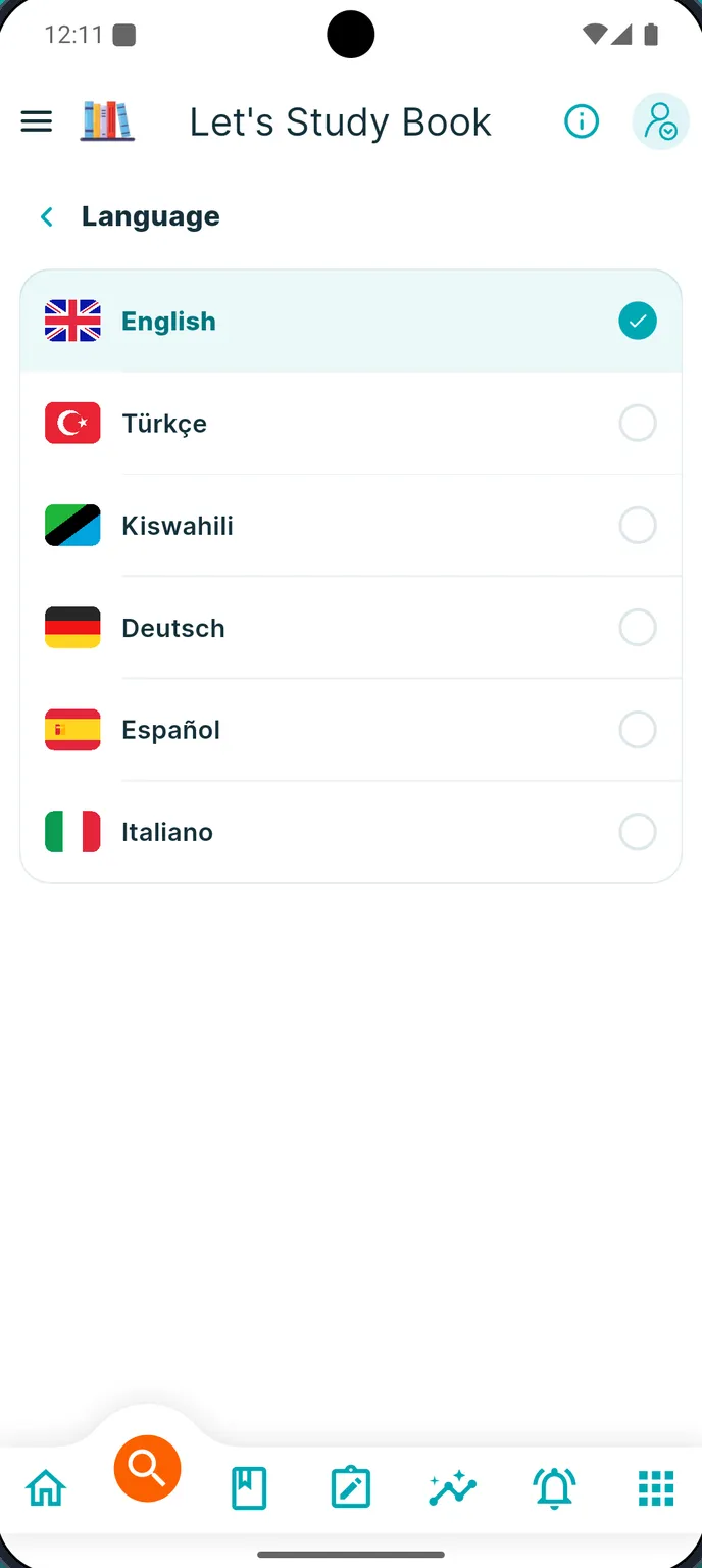 App screenshot: Learn in 6 languages